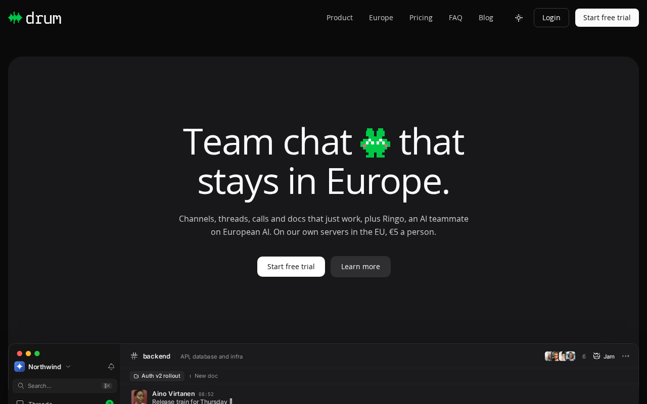 Screenshot of drum.chat