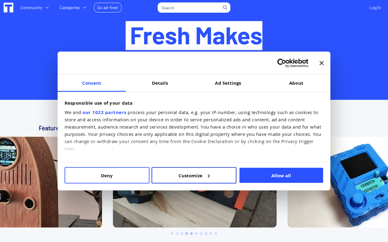 Screenshot of thingiverse.com