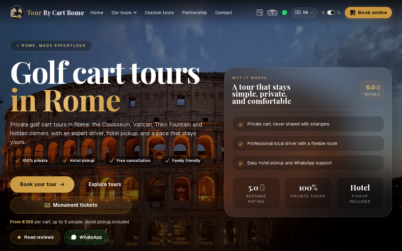 Screenshot of tourbycartrome.com