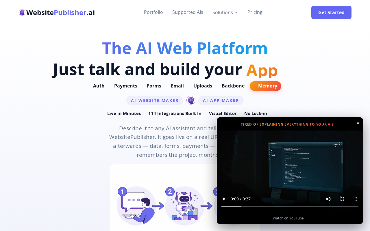 Screenshot of websitepublisher.ai